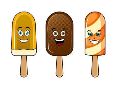 Mutlu dondurma pop art vektör çizim