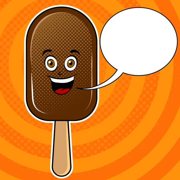 Feliz helado pop arte vector ilustración — Vector de stock