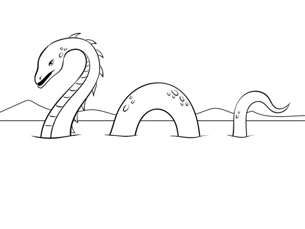 Nessie monster kleurplaat vectorillustratie — Stockvector