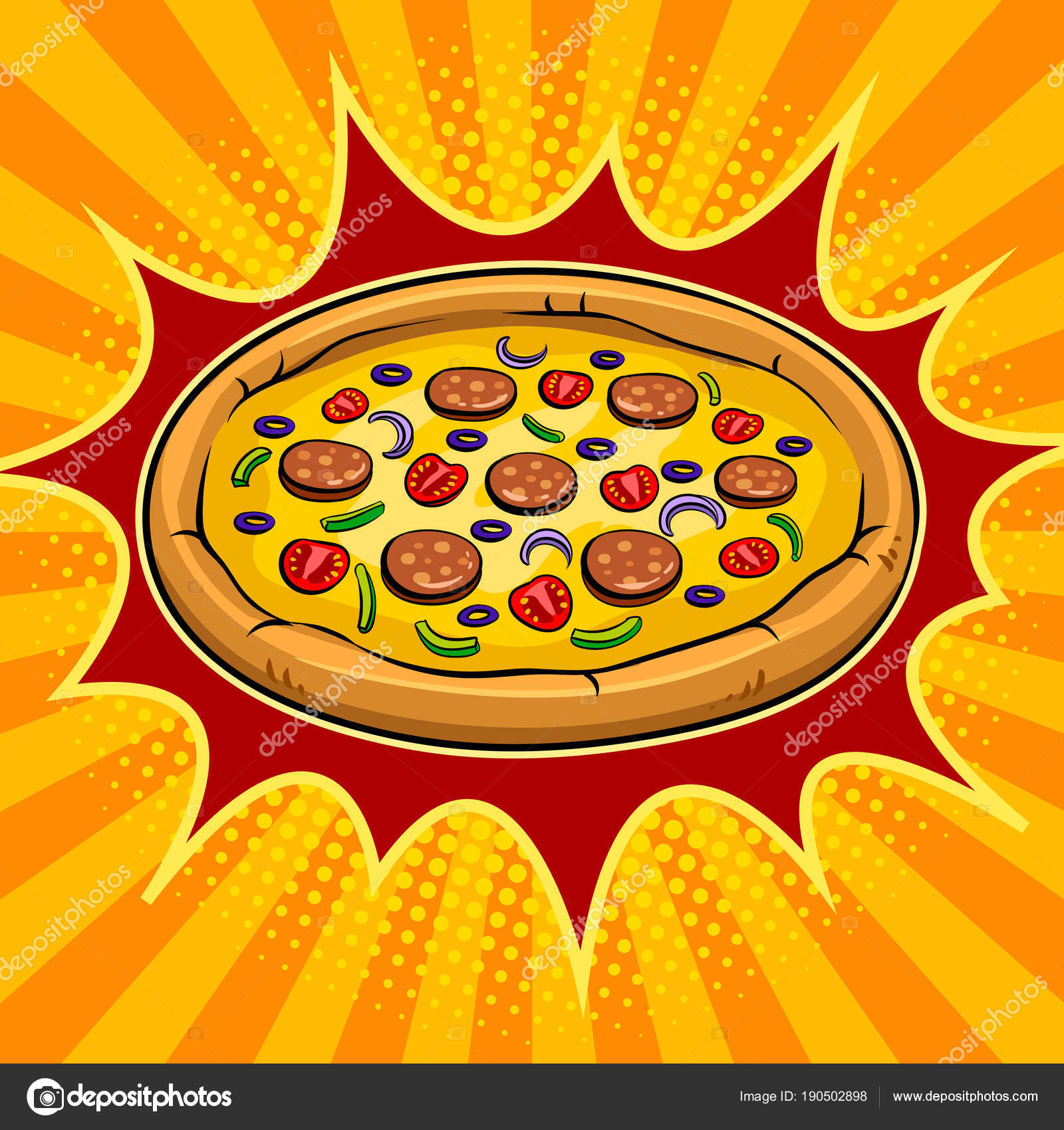 Evolve gå affald Round pizza pop art vector illustration Stock Vector by ©AlexanderPokusay  190502898