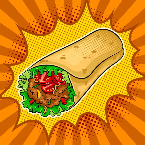 Illustration vectorielle du pop art burrito — Image vectorielle