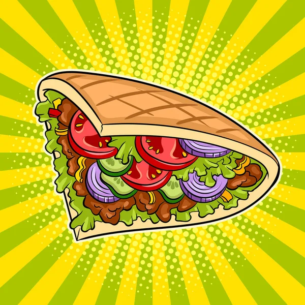 Ilustracja wektorowa Doner kebab pop-artu — Wektor stockowy