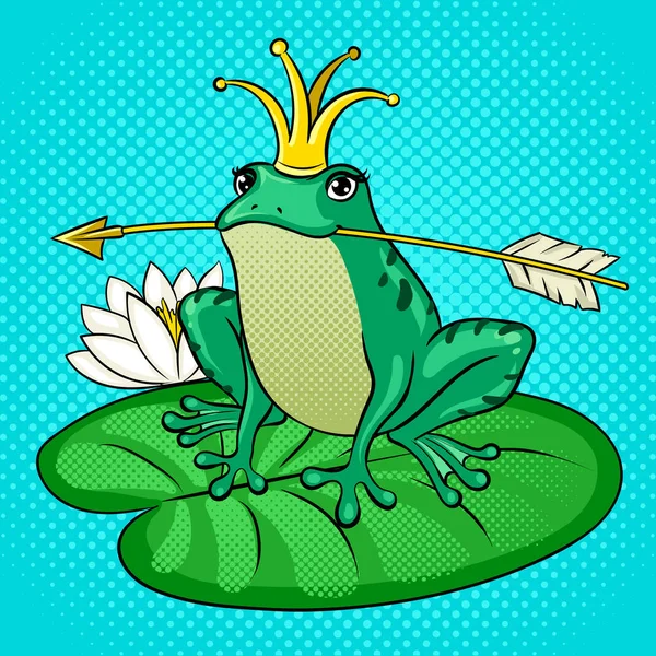 Prinzessin Frosch Pop Art Vektor Illustration — Stockvektor