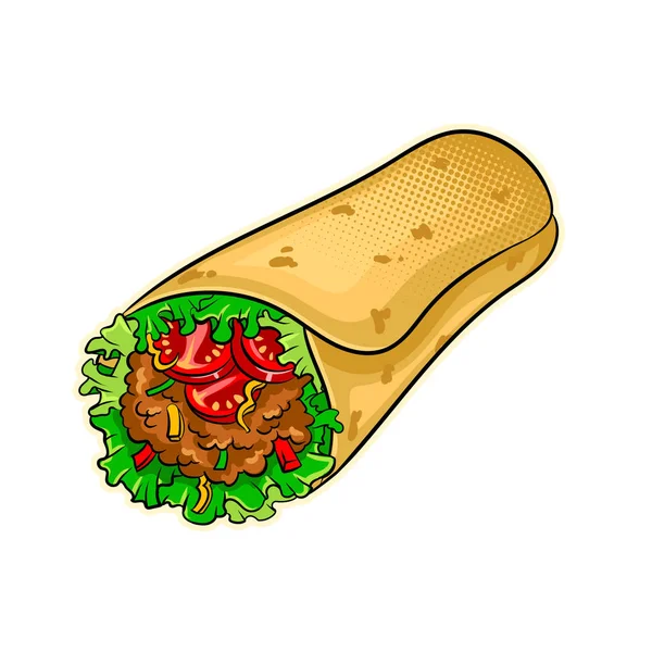 Burrito popkonst vektorillustration — Stock vektor