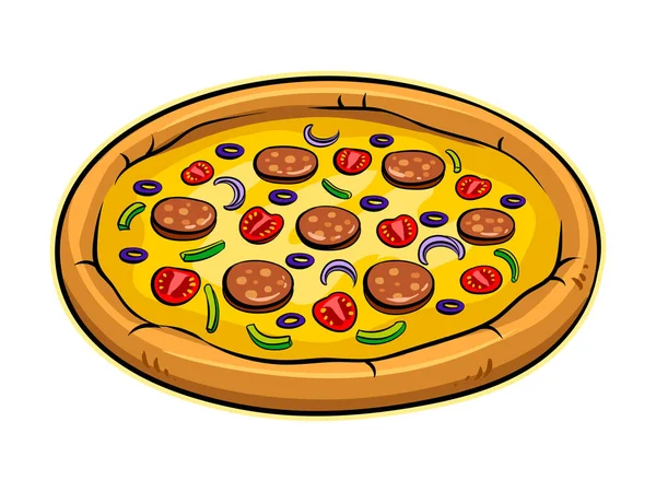 Round pizza pop art vector illustration — Stock Vector
