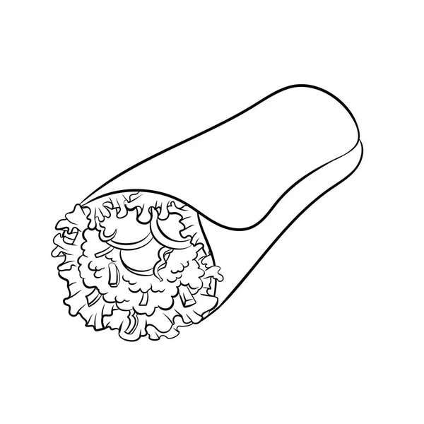 Ilustrasi vektor buku mewarnai Burrito - Stok Vektor