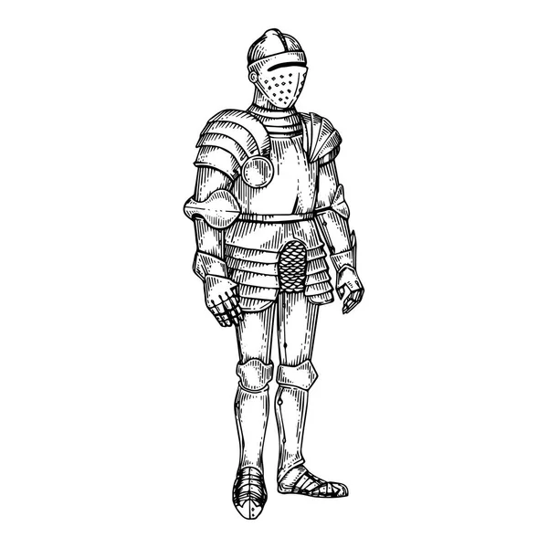 Cavaleiro armadura gravura vetor ilustração — Vetor de Stock