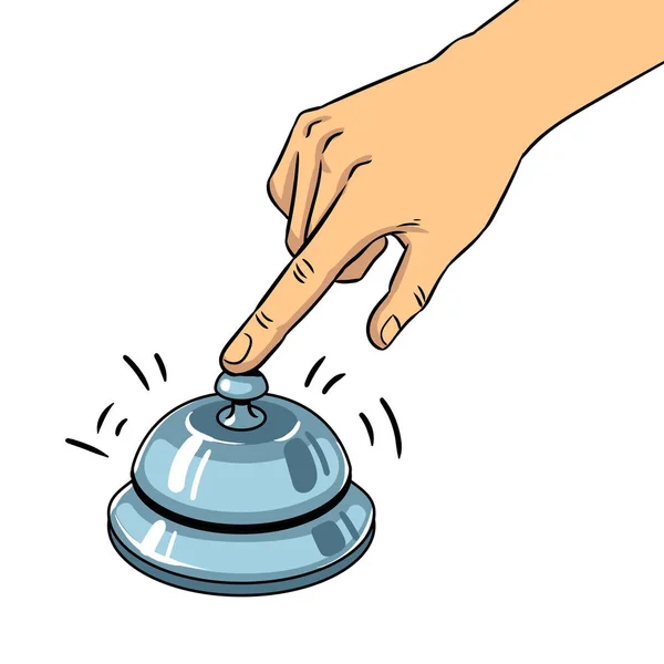 Ruční ring bell pop art vektorové ilustrace — Stockový vektor
