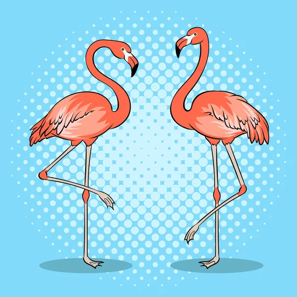 Pembe flamingo kuşu pop art vektör çizim — Stok Vektör