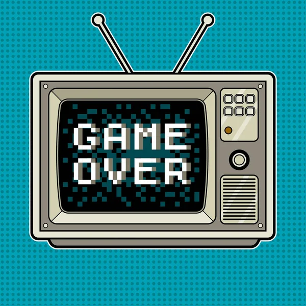 Game over in tv pop art vettoriale illustrazione — Vettoriale Stock