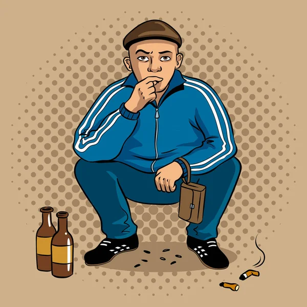 Gopnik hooligan hombre pop vector de arte ilustración — Vector de stock