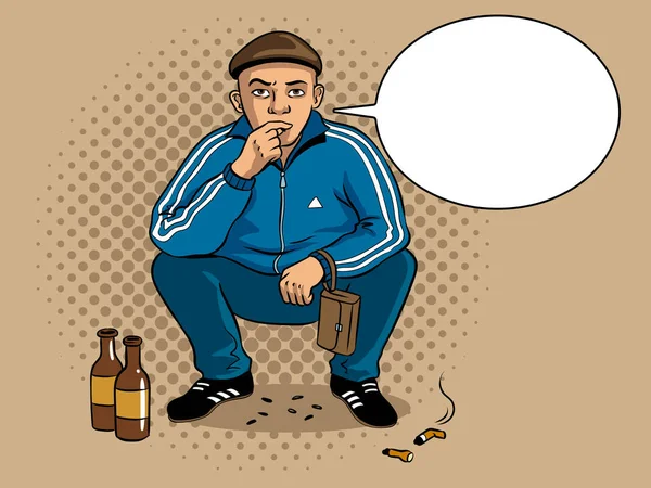 Gopnik hooligan muž pop art vektorové ilustrace — Stockový vektor