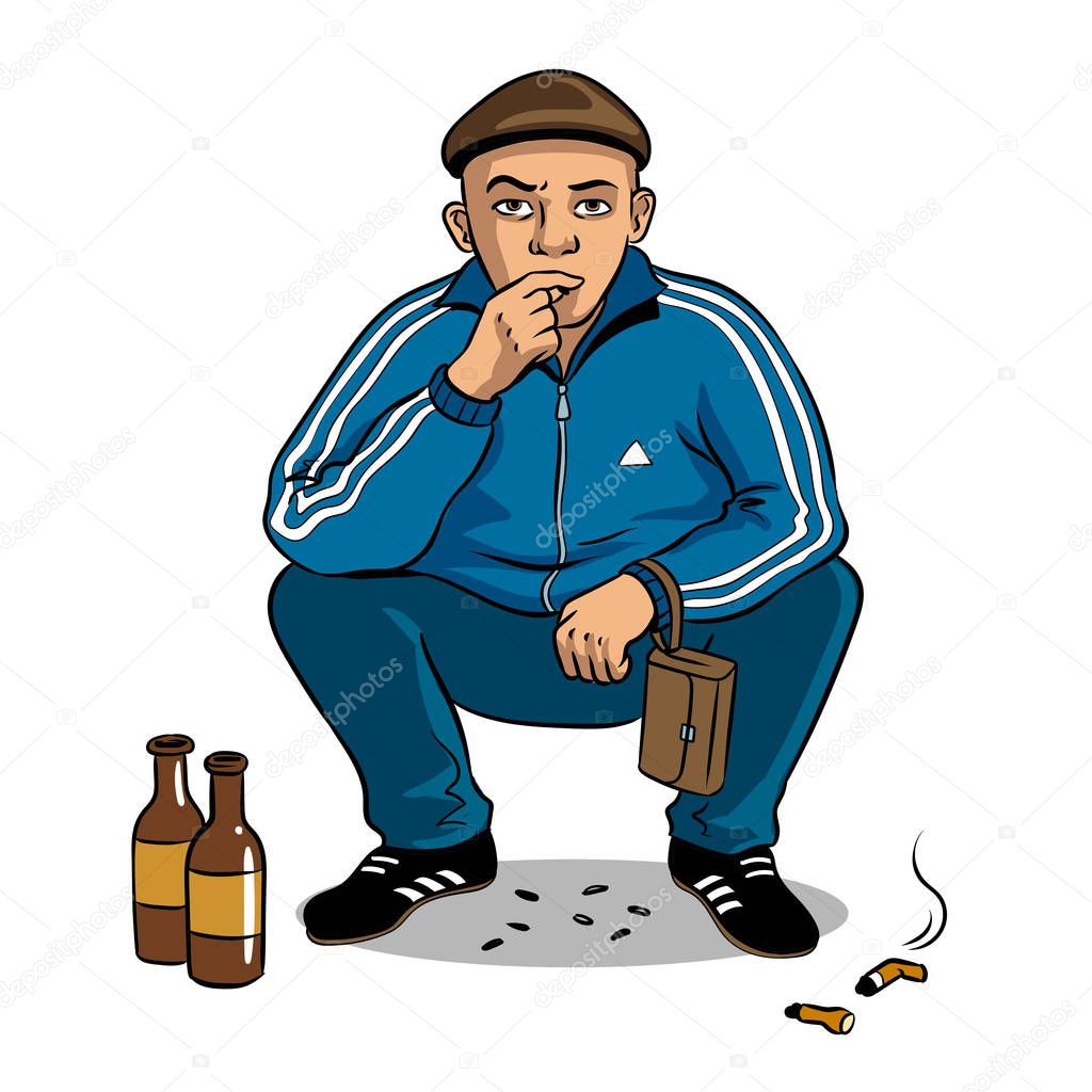 Gopnik hooligan man pop art vector illustration