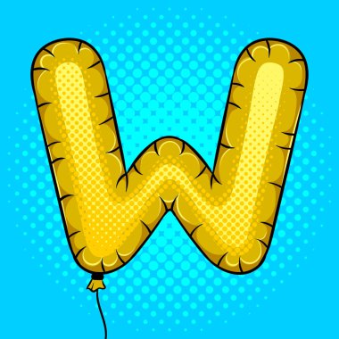 Hava balonu şeklinde harf W pop sanat vektör