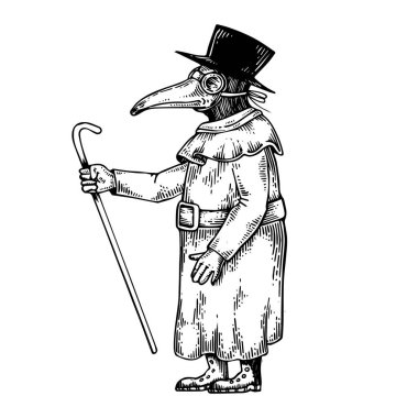 Plague Doktor oyma vektör çizim
