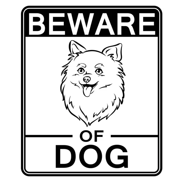 Beware of cute dog coloring vector illustration — Stock Vector