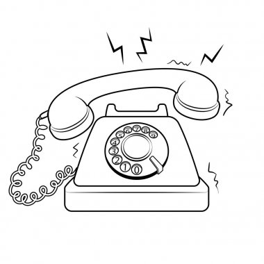 Kırmızı sıcak eski telefon kitap vektör boyama