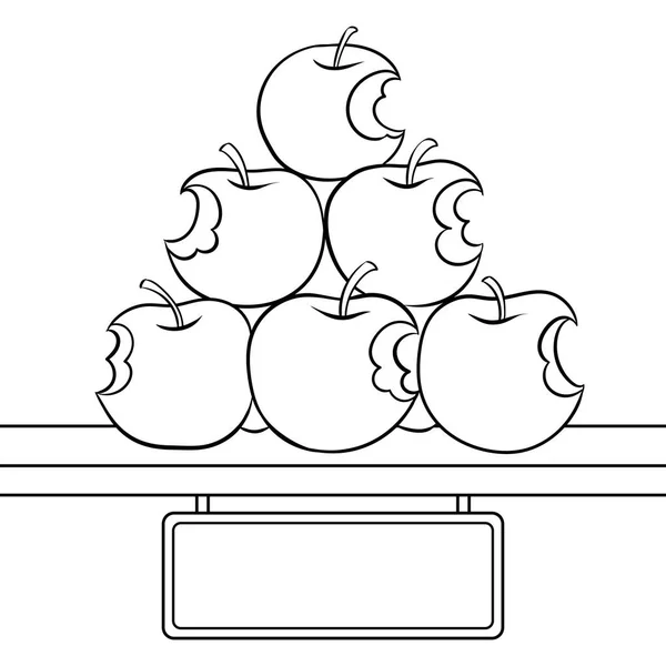 Bitten apples sale coloring book vector — Stock Vector