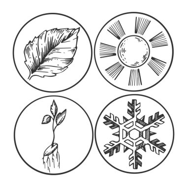 Sezon sembolleri vektör çizim oyma