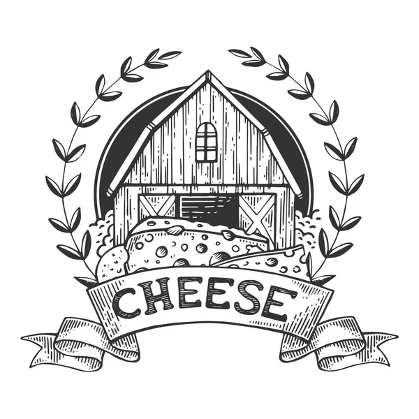 Fabricante de queso vintage emblema grabado vector — Archivo Imágenes Vectoriales