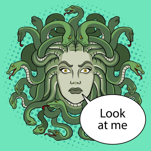 Medusa mito grego criatura pop arte vetor —  Vetores de Stock