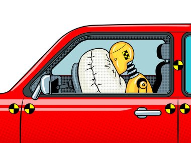 Crash test kukla pop art vektör çizim