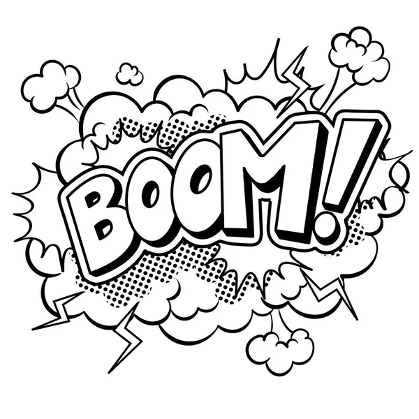 Boom palabra cómic para colorear vector ilustración — Vector de stock