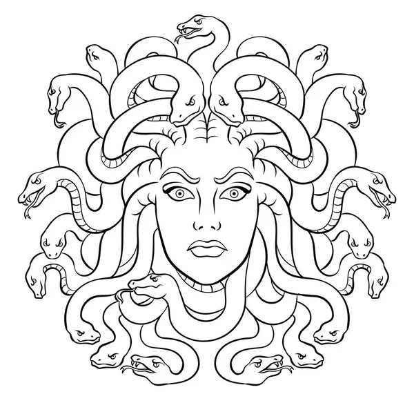 Medusa mito griego criatura para colorear vector — Archivo Imágenes Vectoriales