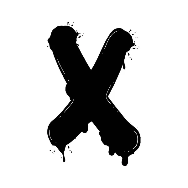 Λεκιάστε το γράμμα X μαύρο και άσπρο διανυσματικά εικονογράφηση — Διανυσματικό Αρχείο