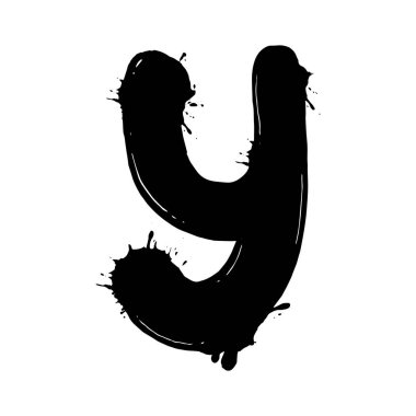 Y harfi siyah beyaz vektör çizim leke