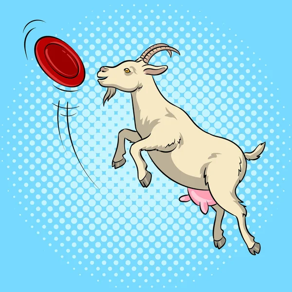 Capturas de cabras disco frisbee vetor de arte pop —  Vetores de Stock