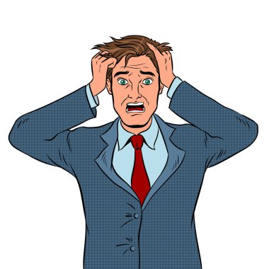 Adam panik duygu pop art vektör çizim ile