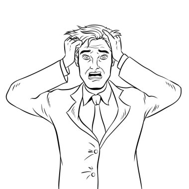 Adam ve panik duygu vektör çizim boyama