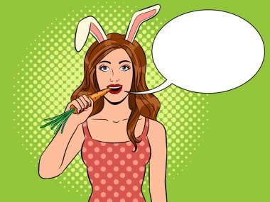 Şık güzellik kız tavşan kulakları pop sanat vektör ile