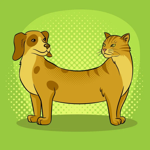 Cão gato falso animal pop arte vetor ilustração —  Vetores de Stock
