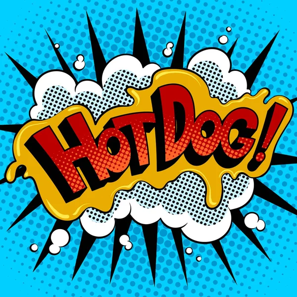 Hot dog ordet serietidning pop art vektor — Stock vektor