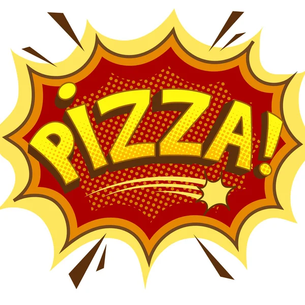 Pizza palabra cómic arte pop vector ilustración — Vector de stock