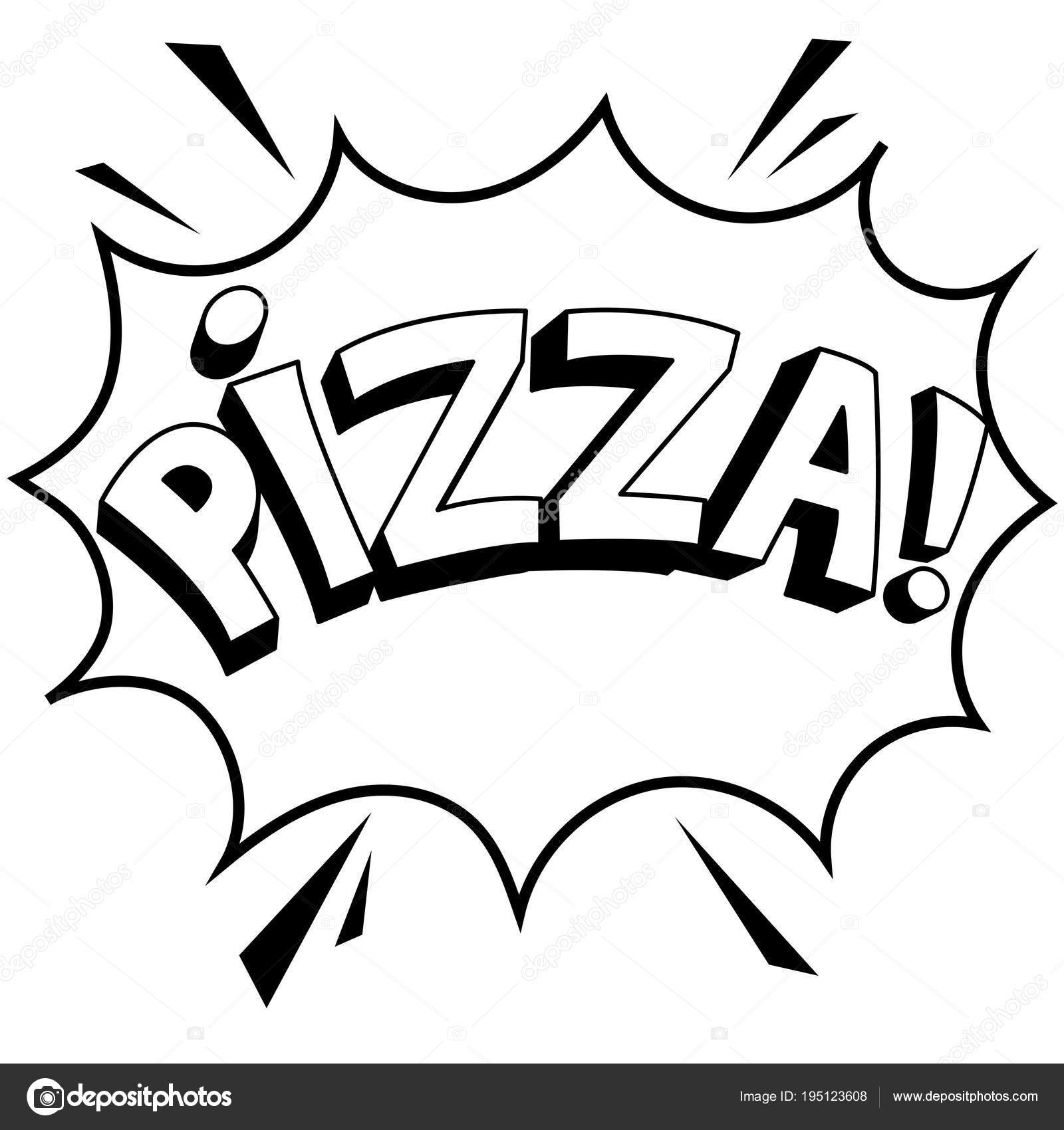 Pizza Woord Stripboek Kleurplaat Vectorillustratie Stockvector