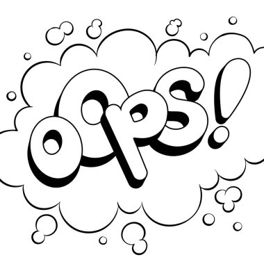 Oops çizgi roman vektör çizim boyama kelime