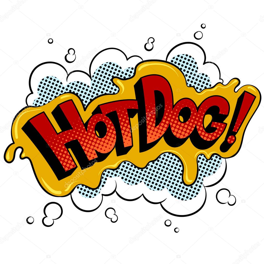 Hot dog word comic book pop art vector