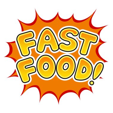 Fast food kelime çizgi roman pop sanat vektör