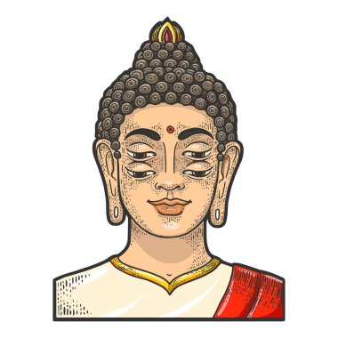 Dört göz Buddha oyma vektör çizimi. Tişört giysisi baskısı tasarımı. Tahta sitili taklit. Siyah beyaz el çizimi resim.