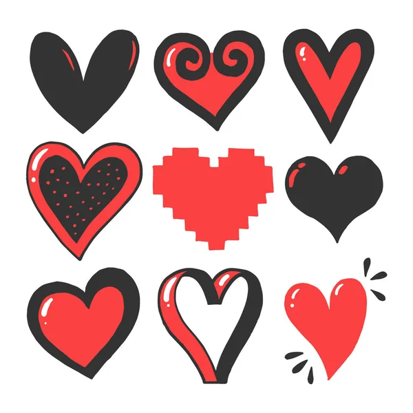 Heart symbol set sketch engraving vector illustration. Romantic love lovesickness symbol. T-shirt apparel print design. Scratch board imitation. Black and white hand drawn image. — Stock Vector