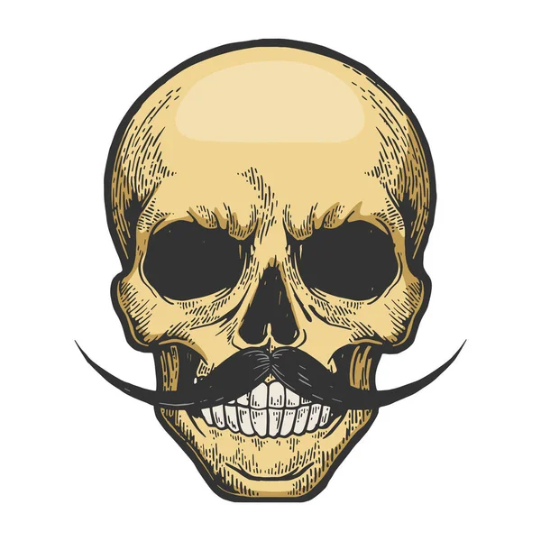 Desenho do crânio humano gravura ilustração vetorial. T-shirt design de impressão de vestuário. Imitação de estilo Scratch board. Imagem desenhada à mão preto e branco . — Vetor de Stock