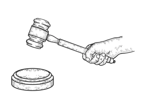 Judge gavel sketch engraving vector illustration. T-shirt apparel print design. Scratch board style imitation. Hand drawn image. — 스톡 벡터