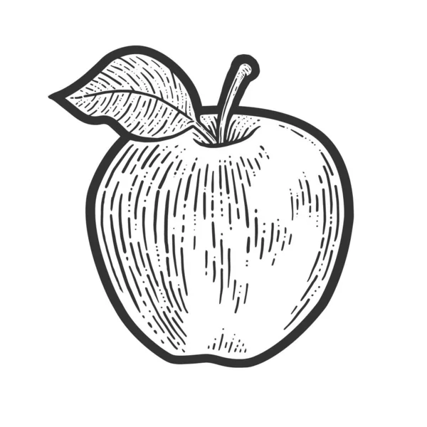 Apple fruit sketch engraving vector illustration. T-shirt apparel print design. Scratch board imitation. Black and white hand drawn image. — Stock Vector