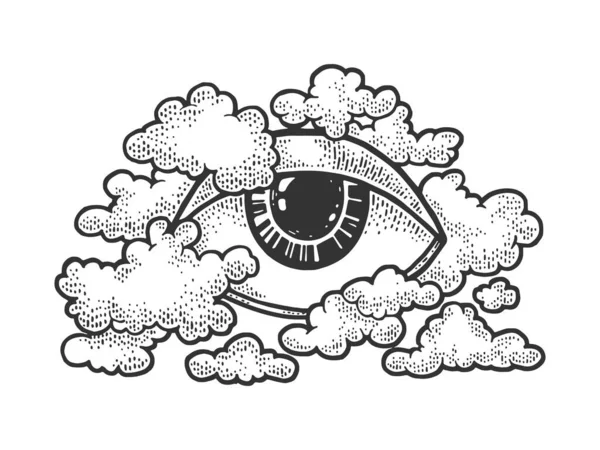 눈 (Eye of God Providence) 은 벡터 일러스트레이션에 대한 하나님의 스케치이다. 티셔츠 의류 인쇄 디자인. 스크래치 보드 모방. 손으로 그린 흑백 그림. — 스톡 벡터