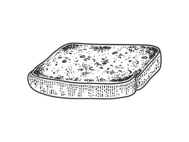 Tost makinesi çizimi, kabartma vektör çizimi. Tişört giysisi baskısı tasarımı. Çizik tahtası taklidi. Siyah beyaz el çizimi resim.