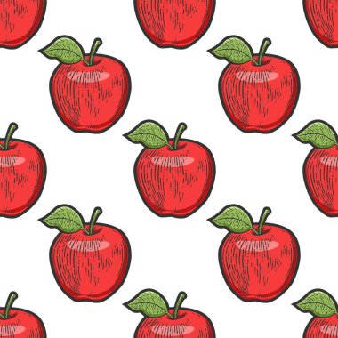 Elma meyvesinin renksiz arka plan çizimi oyma vektör çizimi. Tişört giysisi baskısı tasarımı. Çizik tahtası taklidi. Siyah beyaz el çizimi resim.