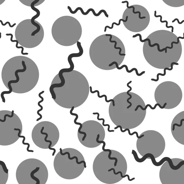Abstract grijze spiraal cirkel naadloos patroon achtergrond schets graveren vector illustratie. T-shirt kleding print ontwerp. Krasplank imitatie. Zwart en wit met de hand getekend afbeelding. — Stockvector